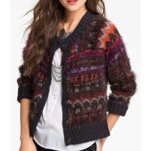 NWT Free People Nordic Parti Eyelash Cardigan Fair Isle Alpaca CARDIGAN SWEATER